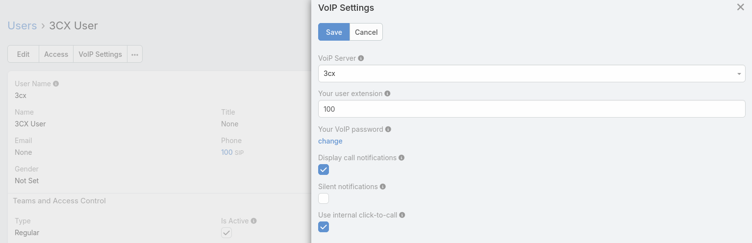 VoIP settings