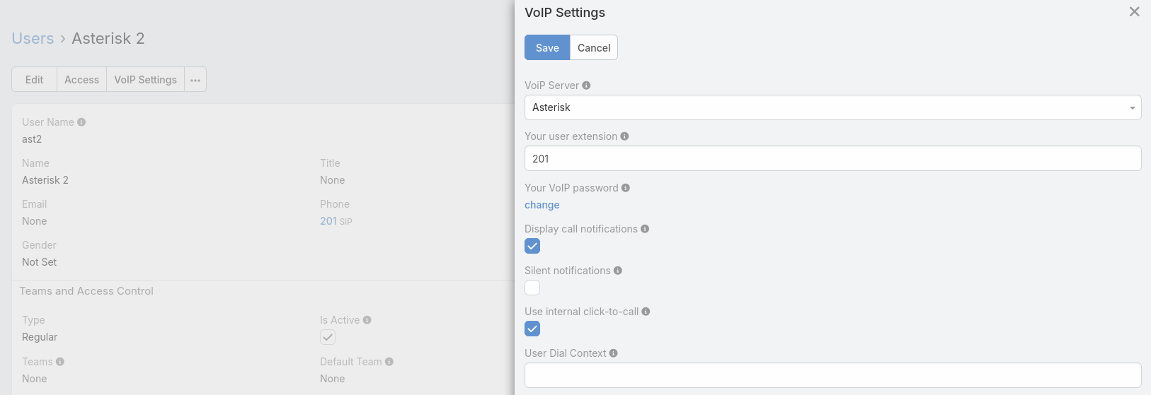 VoIP settings